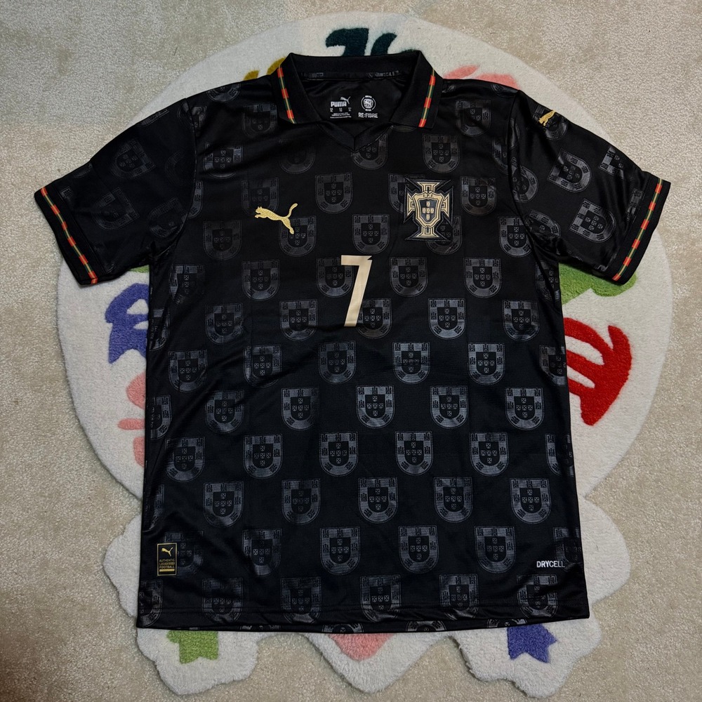Puma Portugal Ronaldo #7 Pantera Negra Tribute Jersey Black Gold Size XL